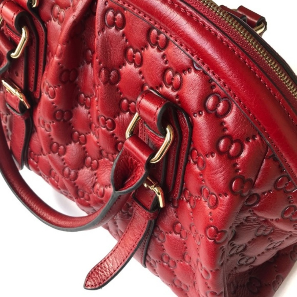 SOLD PIJUSHI Leather Red Embossed Shoulder Bag - Picture 2 of 7